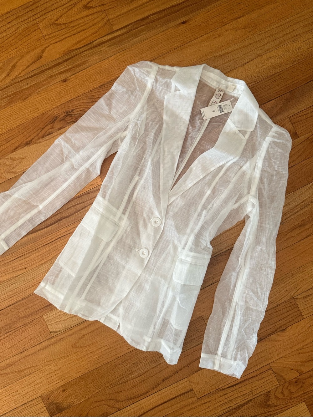 Dolan @ Anthropologie Sheer White Notch-Lapel Blazer